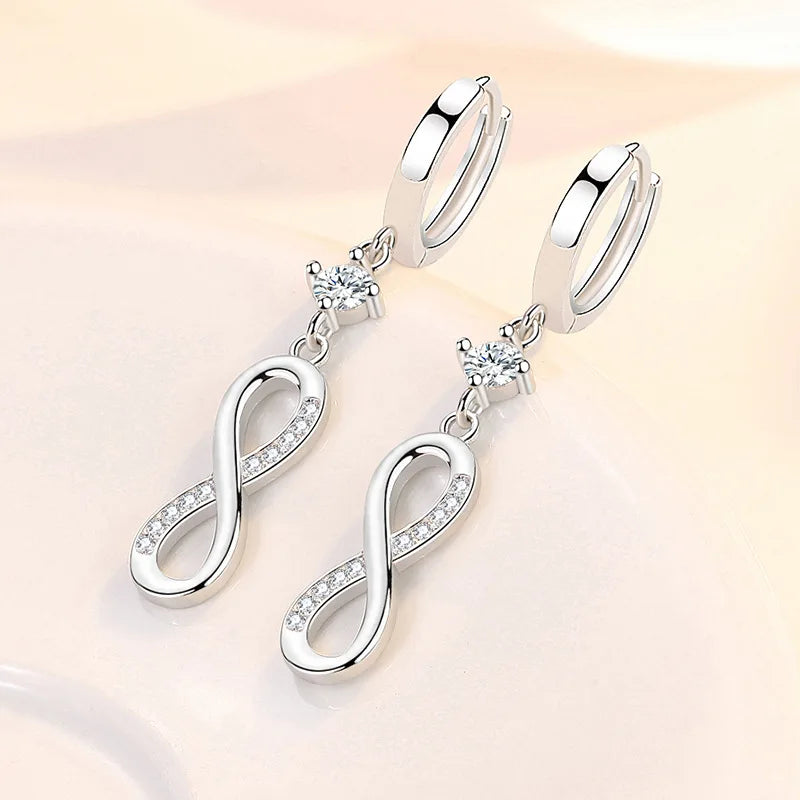 Infinity Sterling Silver Dangle Hoop Earrings