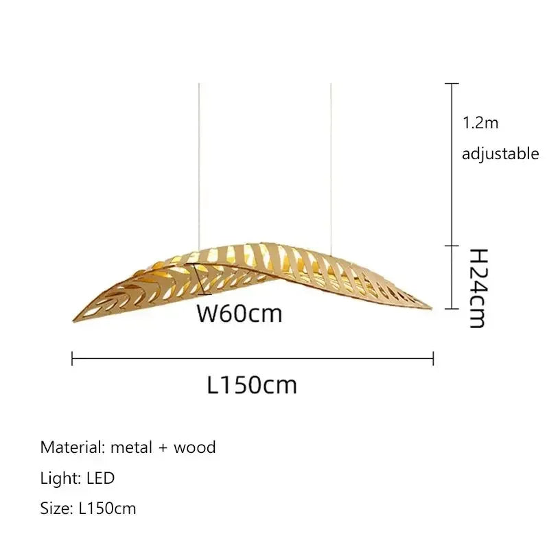 Nordic Fish Bone Wooden Pendant Ceiling Light