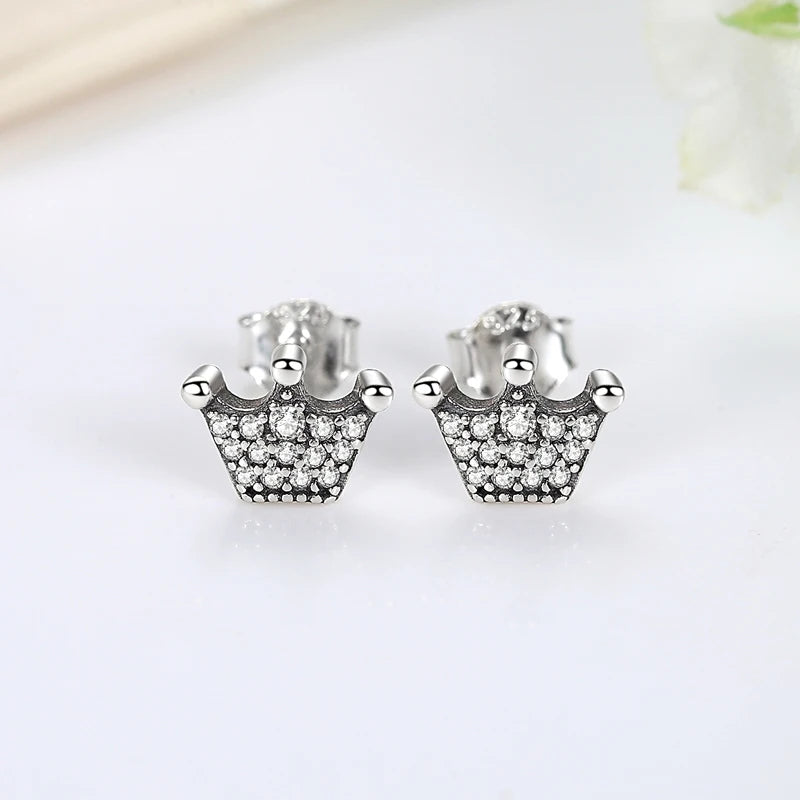 Crown Sterling Silver Stud Earrings