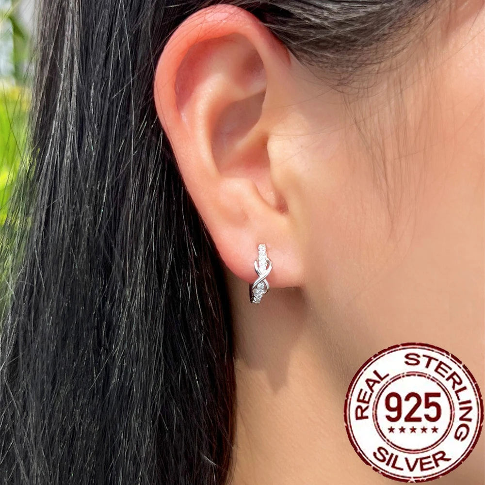 Infinity Crystal Sterling Silver Hoop Earrings