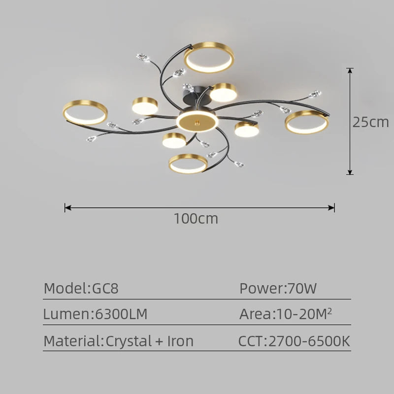 Modern Circle Crystal Iron LED Ceiling Light