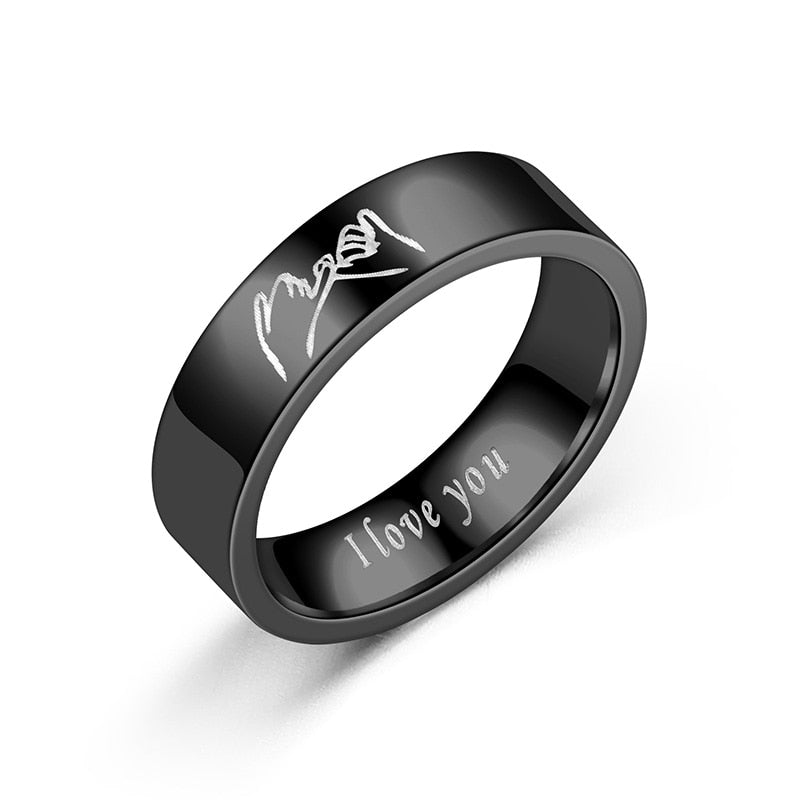 Stainless Steel Lovers' Hands Promise Ring