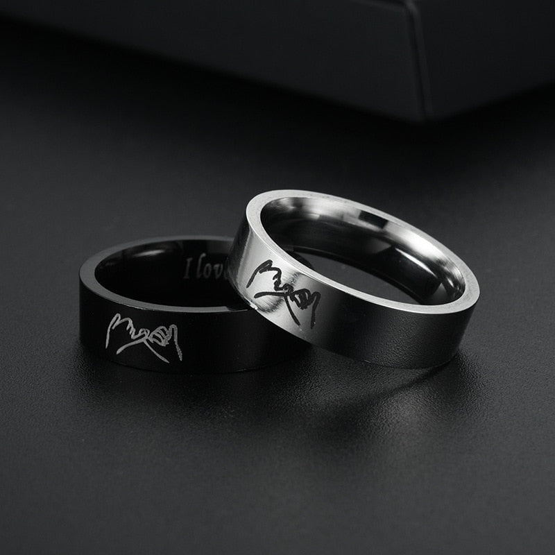 Stainless Steel Lovers' Hands Promise Ring