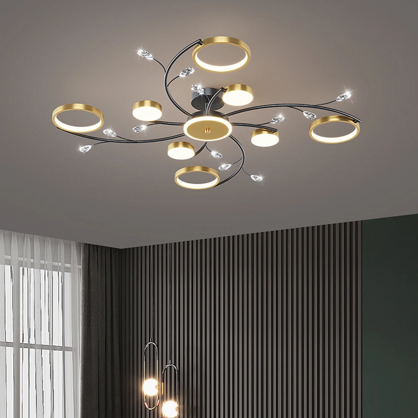 Modern Circle Crystal Iron LED Ceiling Light
