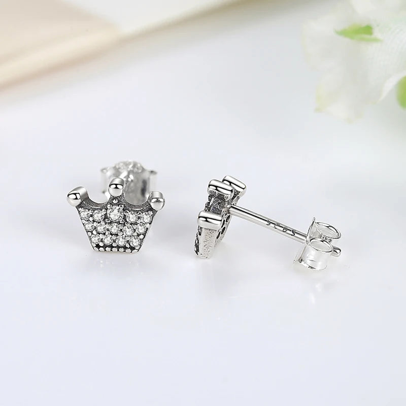 Crown Sterling Silver Stud Earrings