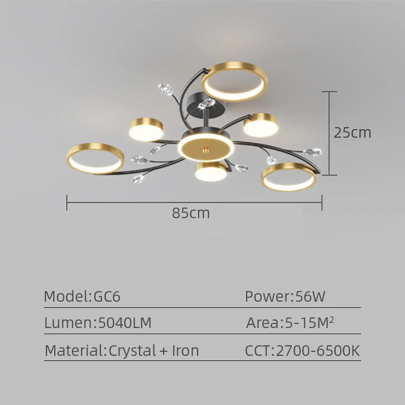 Modern Circle Crystal Iron LED Ceiling Light
