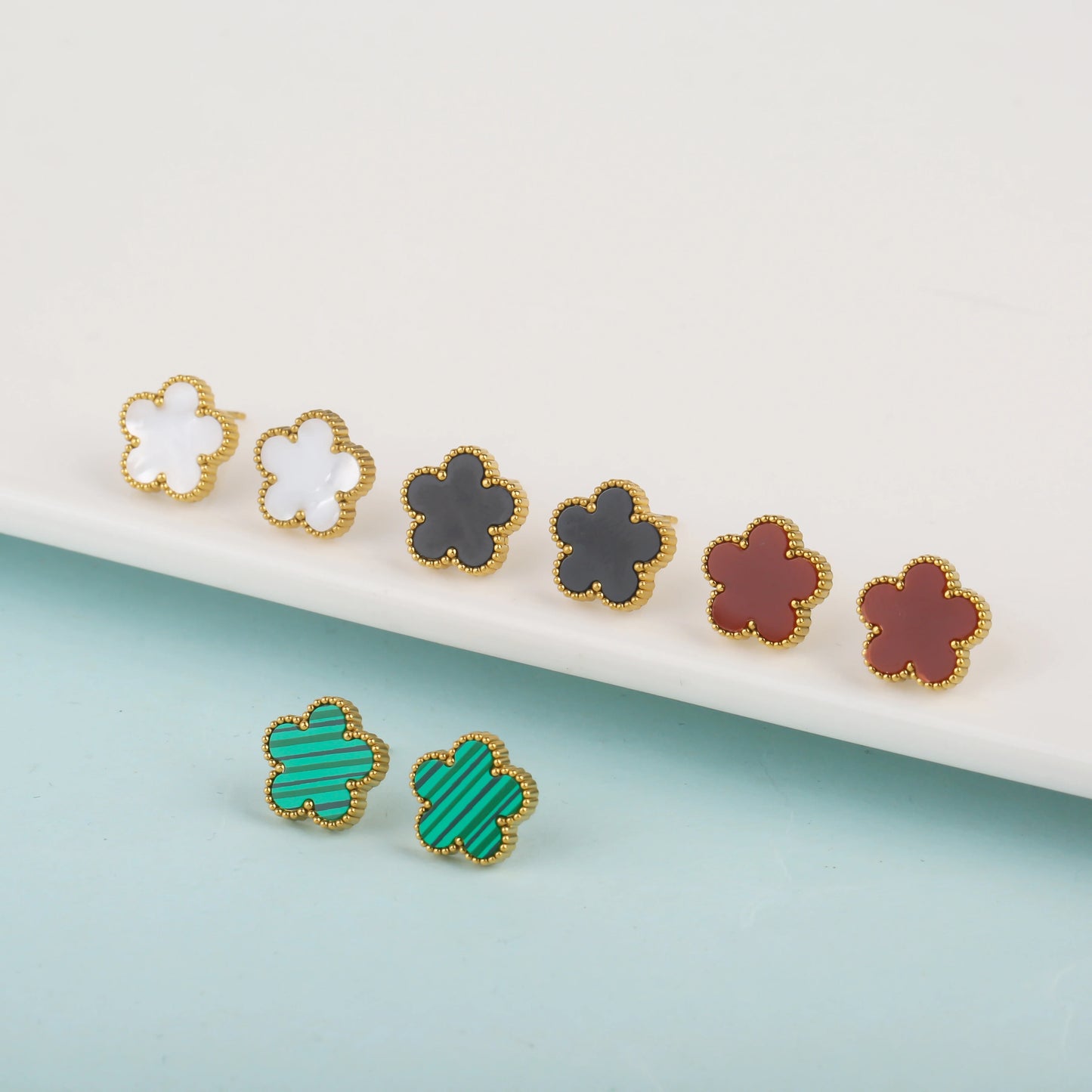 Stainless Steel Clover Stud Earrings
