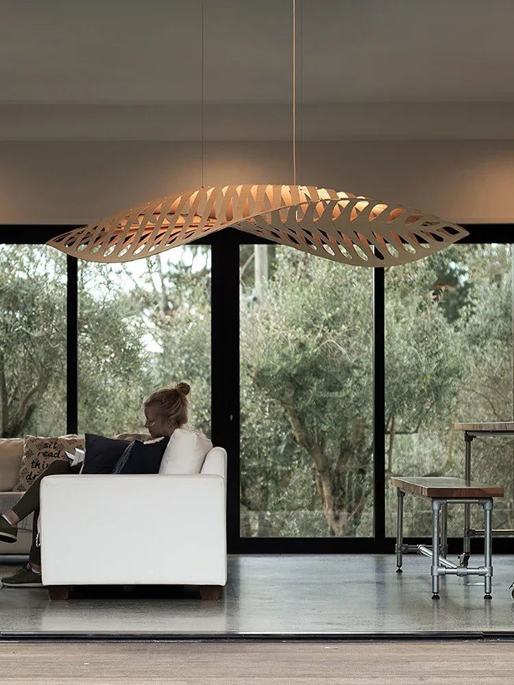 Nordic Fish Bone Wooden Pendant Ceiling Light