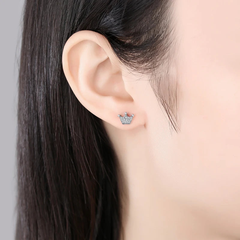 Crown Sterling Silver Stud Earrings