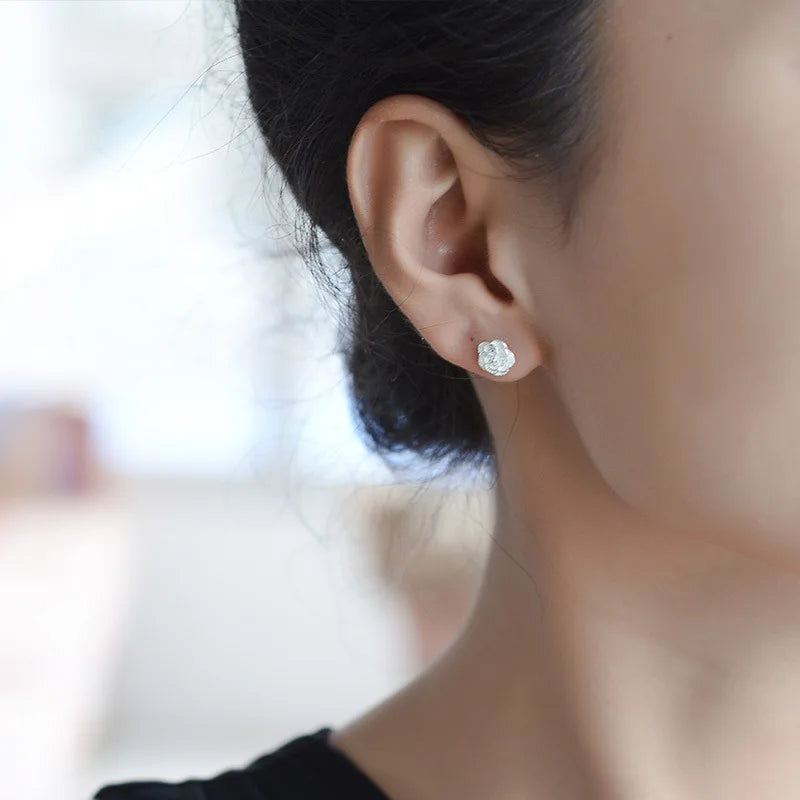 Rose Sterling Silver Stud Earrings