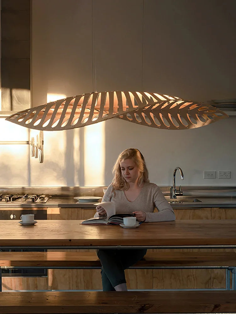 Nordic Fish Bone Wooden Pendant Ceiling Light