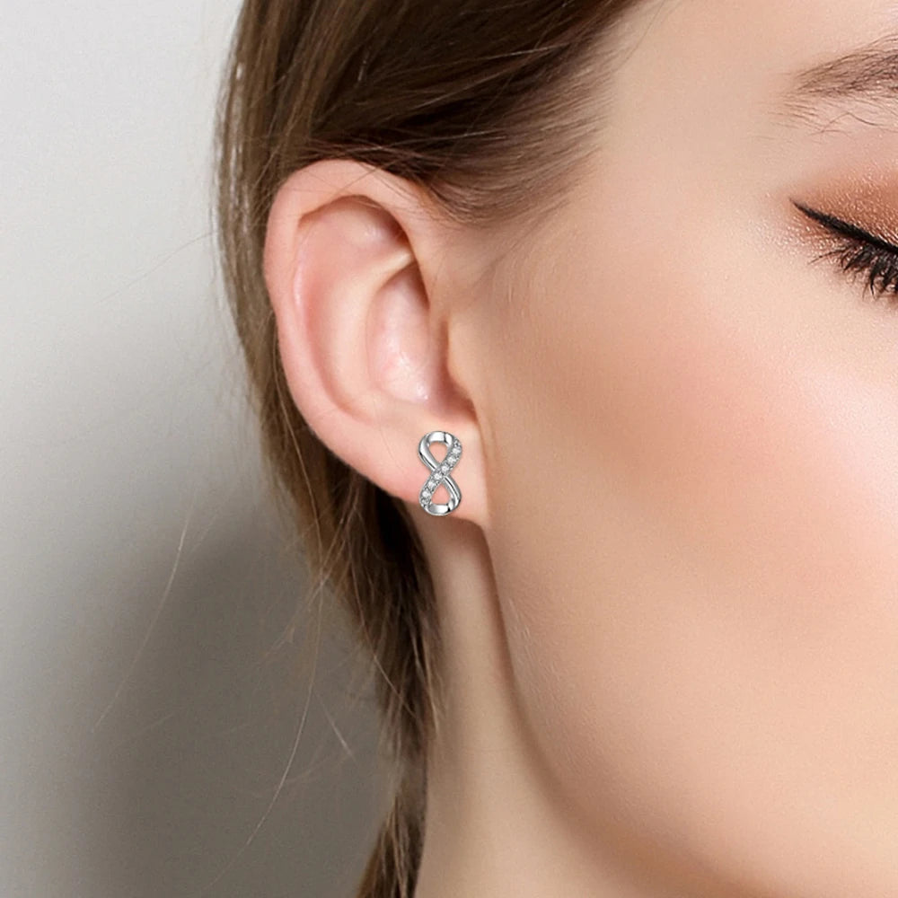 Infinity Sterling Silver Stud Earrings