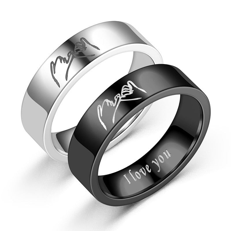 Stainless Steel Lovers' Hands Promise Ring