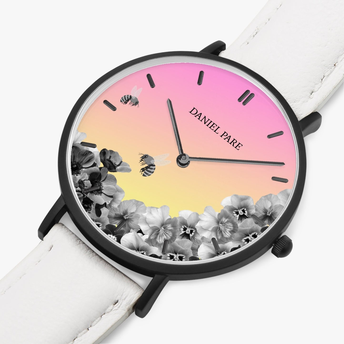 Dusk 38mm Classic White Leather Strap Watch For Her