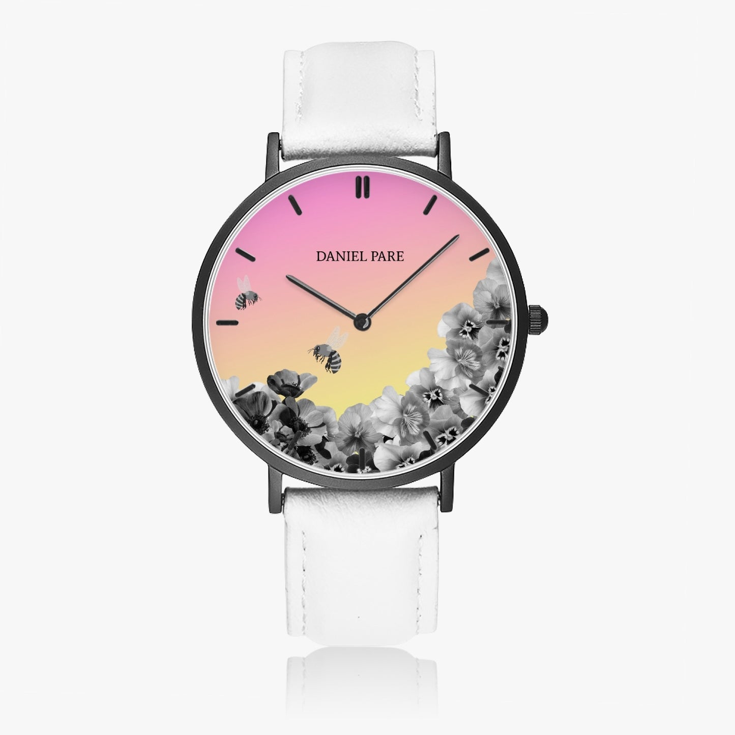 Dusk 38mm Classic White Leather Strap Watch For Her