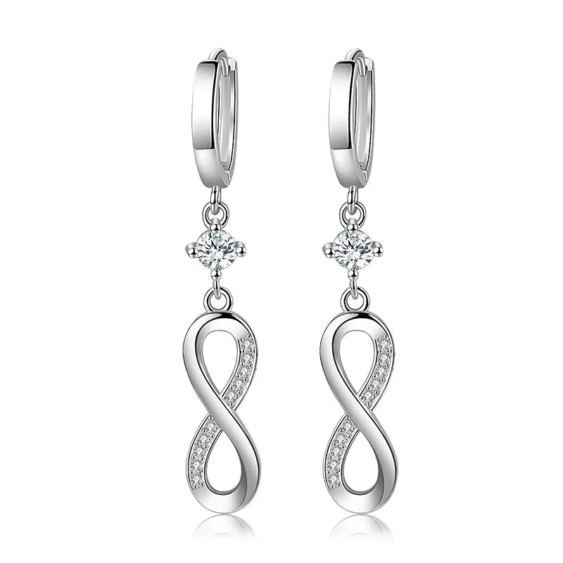 Infinity Sterling Silver Dangle Hoop Earrings