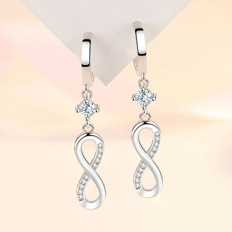Infinity Sterling Silver Dangle Hoop Earrings