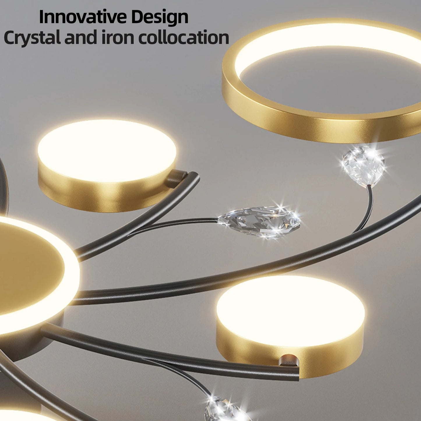 Modern Circle Crystal Iron LED Ceiling Light