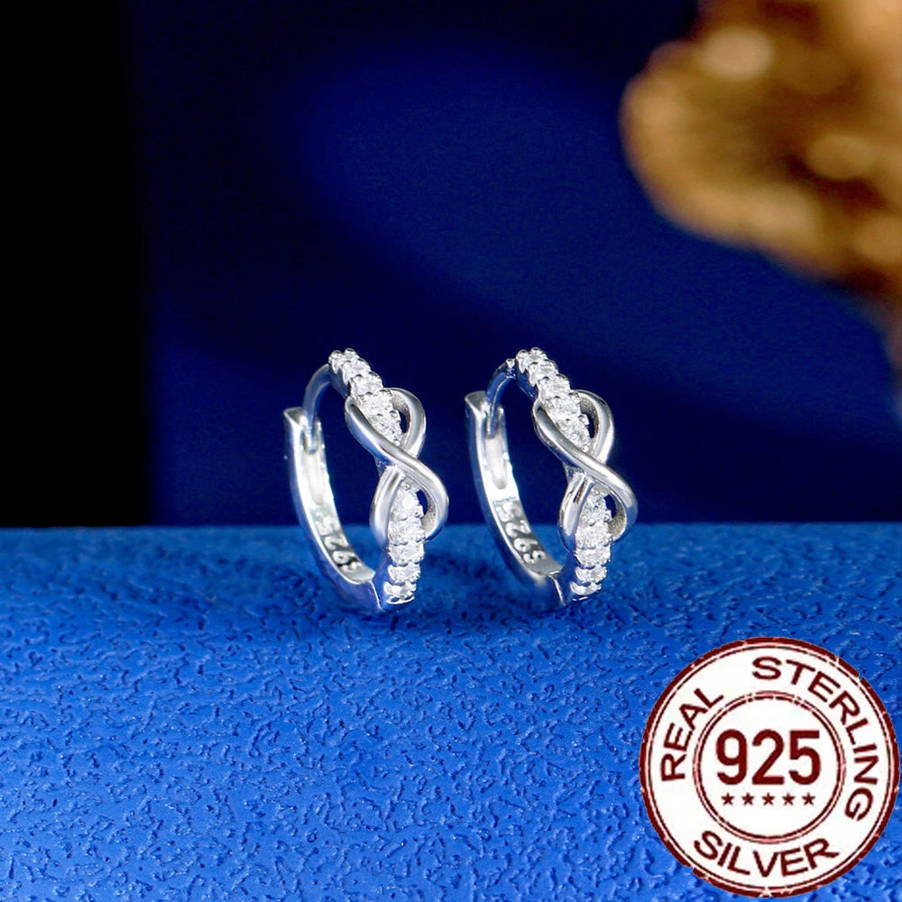 Infinity Crystal Sterling Silver Hoop Earrings