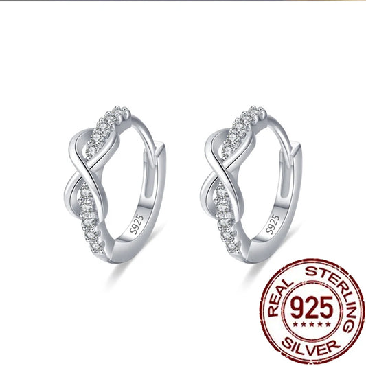 Infinity Crystal Sterling Silver Hoop Earrings