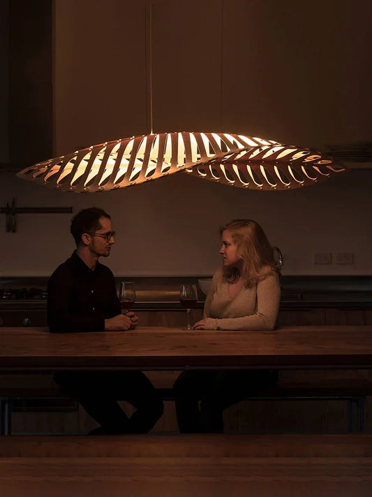 Nordic Fish Bone Wooden Pendant Ceiling Light