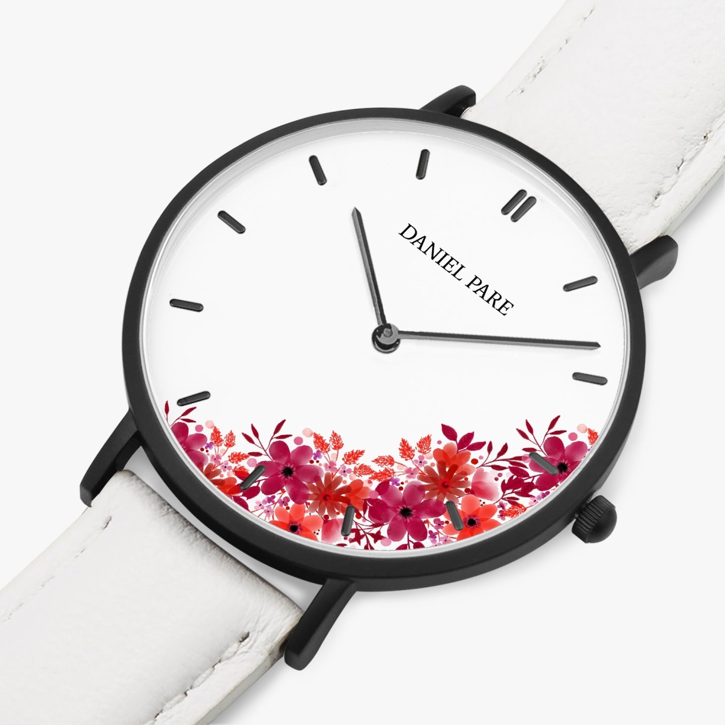 Florescence 38mm Classic White Leather Strap Watch For Her