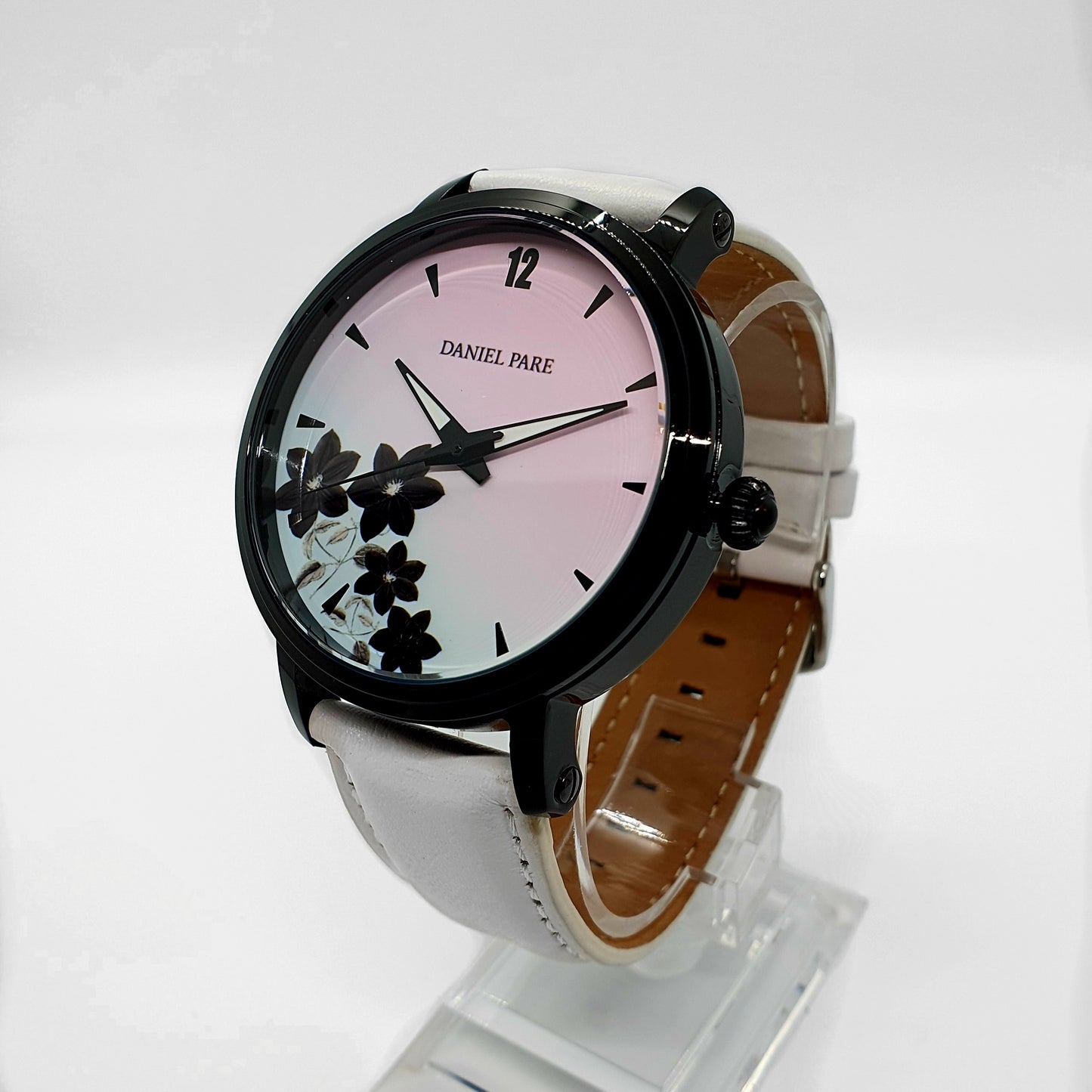 Lucky Pick Automatic 46mm Display Back Leather Strap Watch For Her