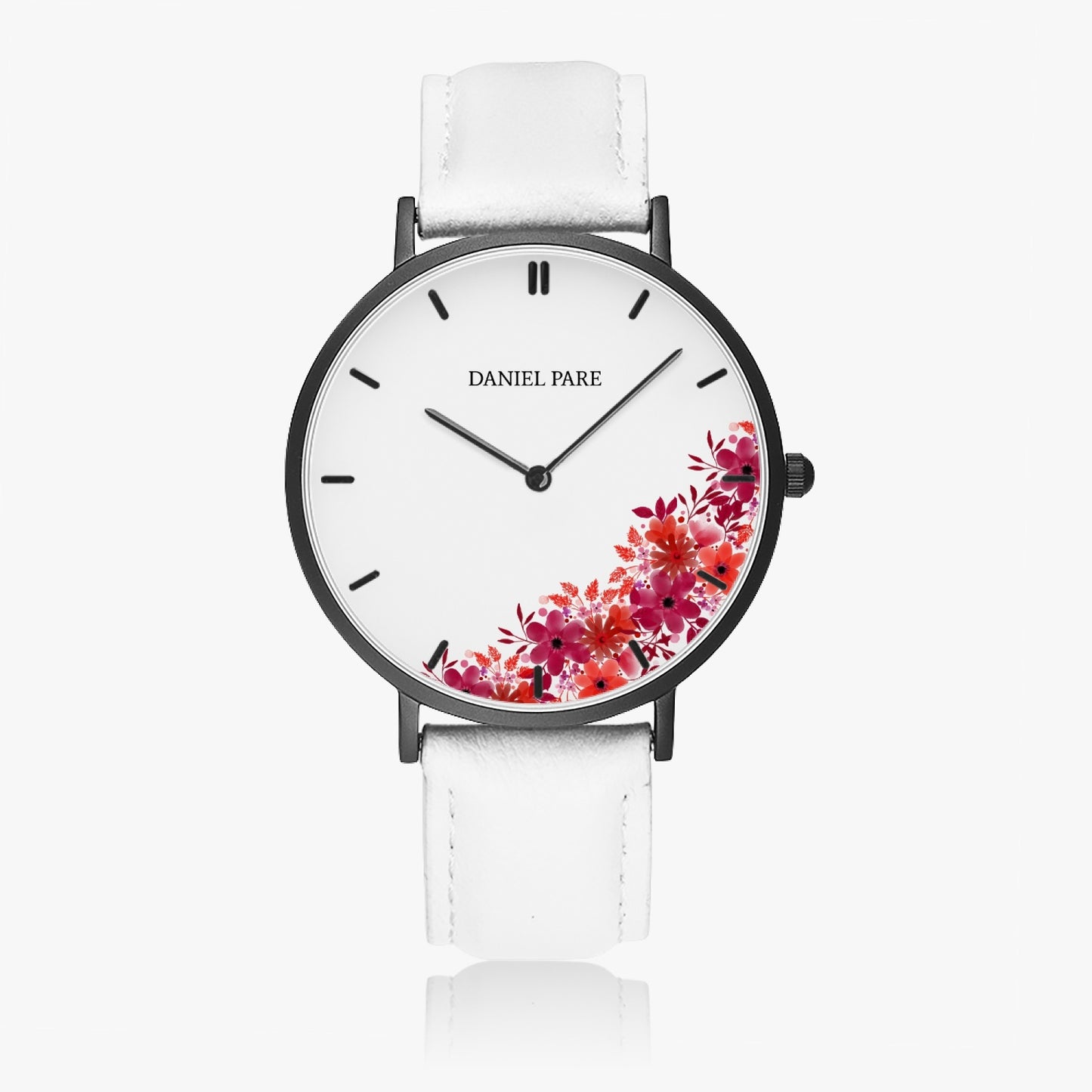 Florescence 38mm Classic White Leather Strap Watch For Her