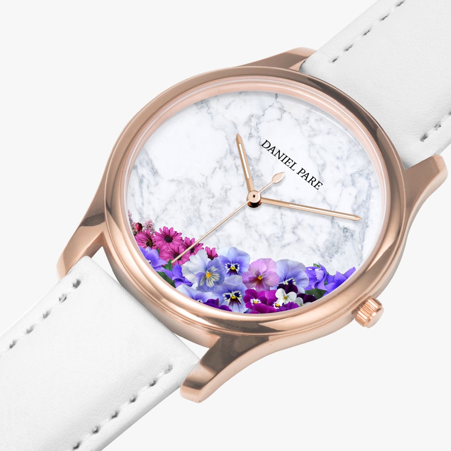 Marble Blush 40mm Leather Strap Watch For Her